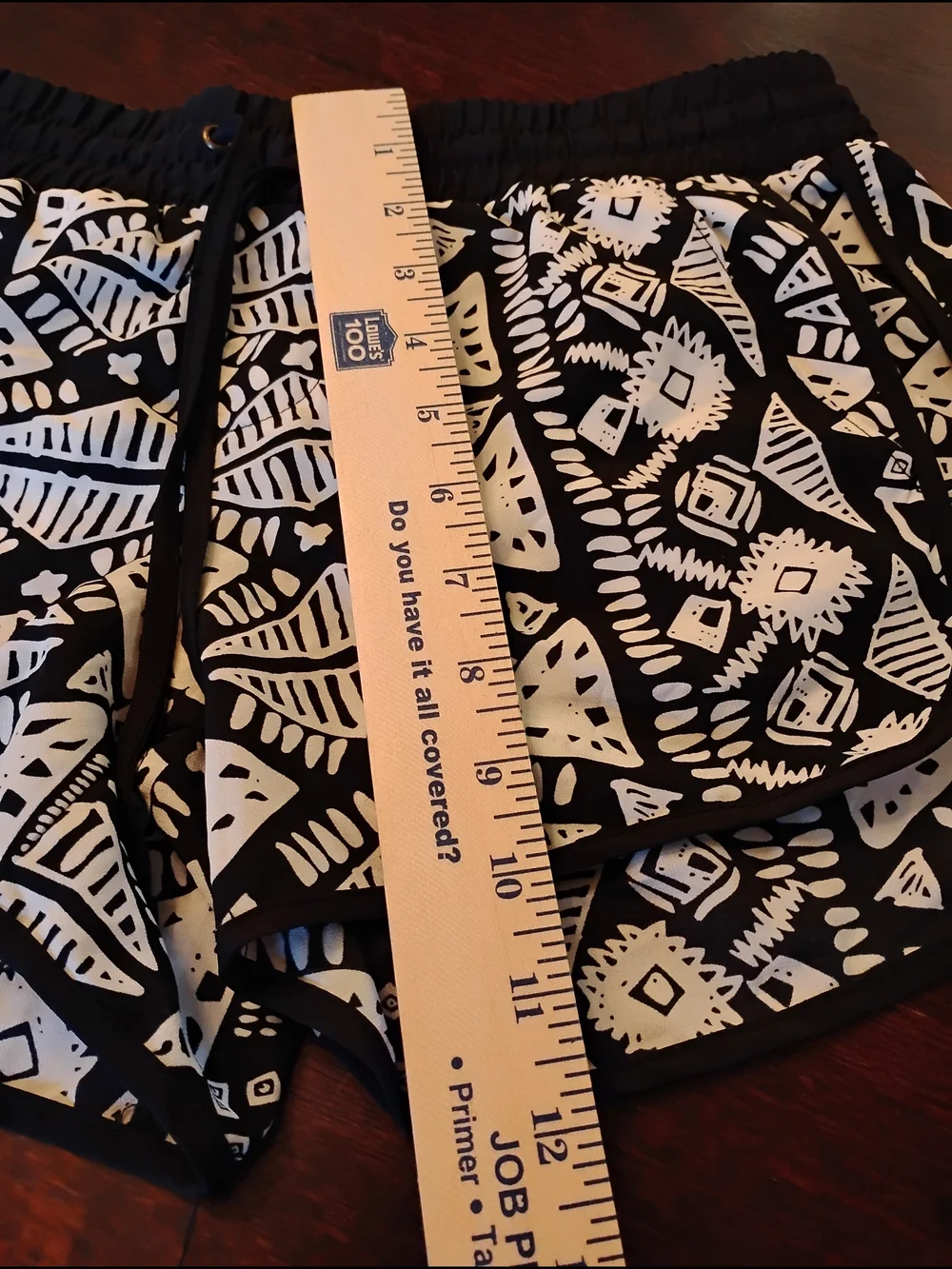 No Boundaries Black & White Tribal Print Athletic Shorts with Drawstring